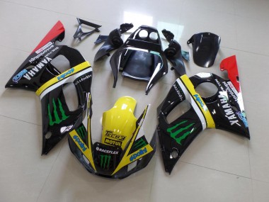 1998-2002 Black Yellow Monster Yamaha YZF R6 Bike Fairings UK