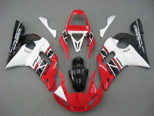 1998-2002 Red White Black Yamaha YZF R6 Motorcycle Fairings Kits UK