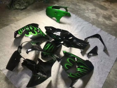 2000-2001 Glossy Black Green Flame Kawasaki ZX9R Motorcyle Fairings UK