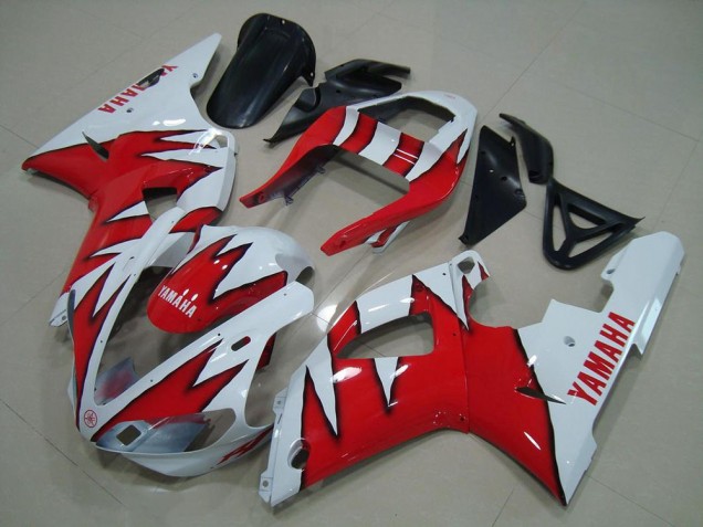 2000-2001 White Red Flame Yamaha YZF R1 Motorcylce Fairings UK