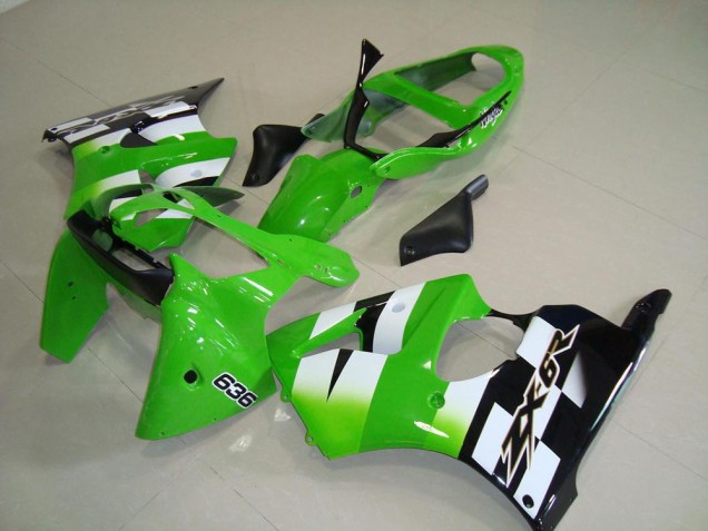 2000-2002 Green Black Kawasaki ZX6R Bike Fairing Kit UK