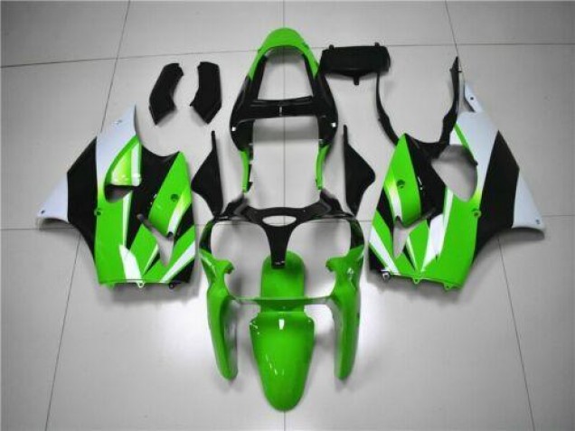 2000-2002 Green White Black Kawasaki ZX6R Bike Fairing Kit UK