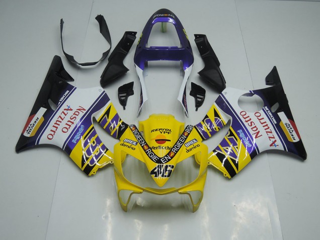 2001-2003 Yellow White Nastro Azzurro Honda CBR600 F4i Motorbike Fairing UK