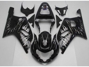 2001-2003 Black White Flame Suzuki GSXR 600/750 Motorcycle Fairing Kits UK