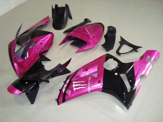 2003-2004 Pink Black Monster Kawasaki ZX6R Bike Fairing Kit UK