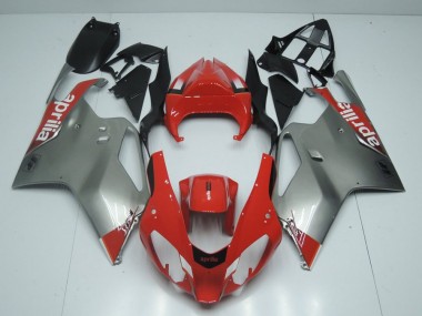 2003-2006 Silver and Red Aprilia RSV1000 Motorbike Fairing Kits UK