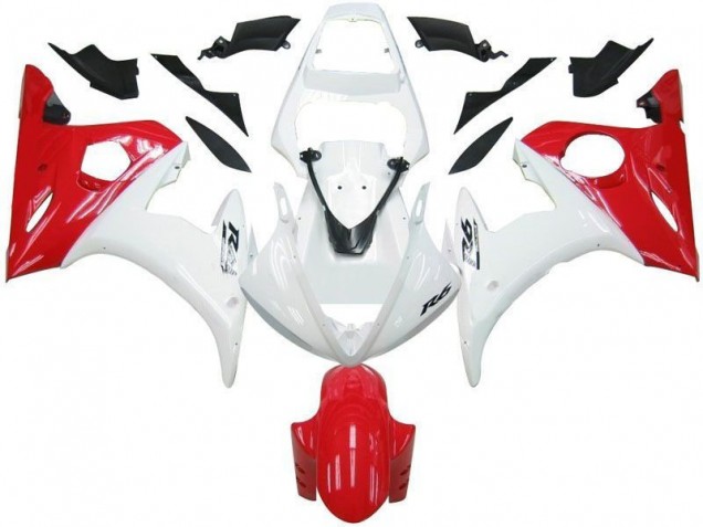 2003-2005 White Red Yamaha YZF R6 Motorbike Fairing Kits UK