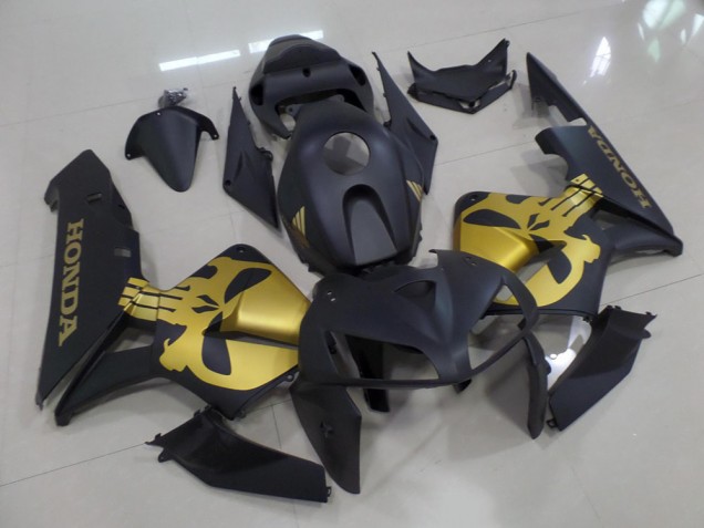 2005-2006 Matte Black with Gold Skull Honda CBR600RR Moto Fairings UK