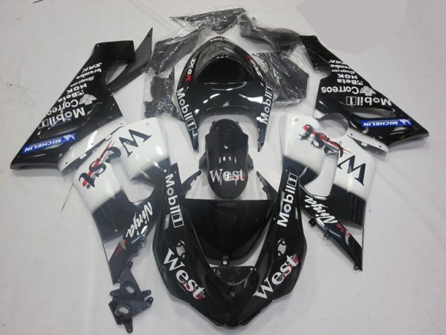 2005-2006 White Black Kawasaki ZX6R Motorcycle Fairing UK