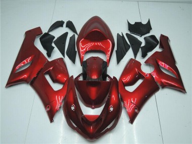 2005-2006 Candy Red Kawasaki ZX6R Motorcycle Fairing Kits UK