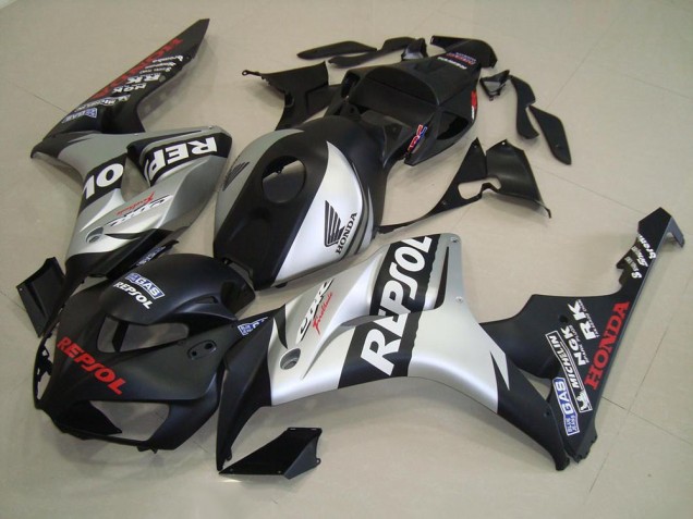 2006-2007 Matte Black Silver Repsol Honda CBR1000RR Replacement Fairings UK
