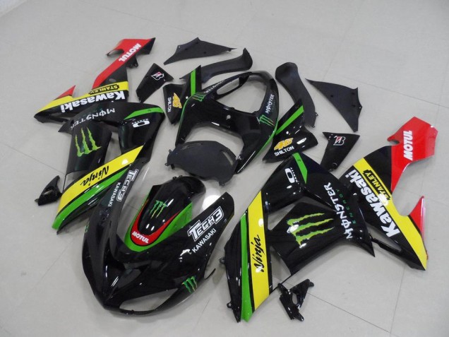 2006-2007 Black Yellow Monster Kawasaki ZX10R Motorcycle Replacement Fairings UK