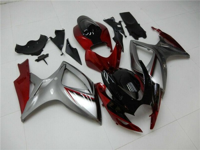 2006-2007 Red Silver Suzuki GSXR 600/750 Bike Fairing Kit UK