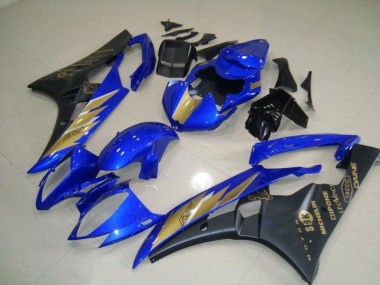 2006-2007 Black Blue with Gold Sticker Yamaha YZF R6 Motorcycle Fairing Kit UK