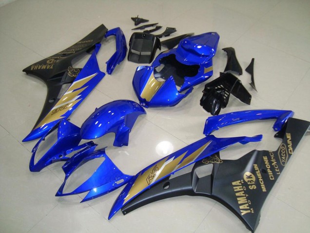 2006-2007 Black Blue with Gold Sticker Yamaha YZF R6 Motorcycle Fairing UK