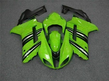 2007-2008 Green Black Kawasaki ZX6R Motorcycle Fairings Kit UK