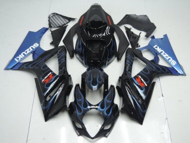 2007-2008 Black Blue Flame Suzuki GSXR 1000 K7 Motorcycle Fairing Kit UK