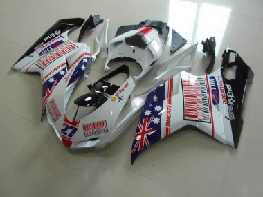 2007-2014 White Blue Red Ducati 848 1098 1198 Bike Fairings UK