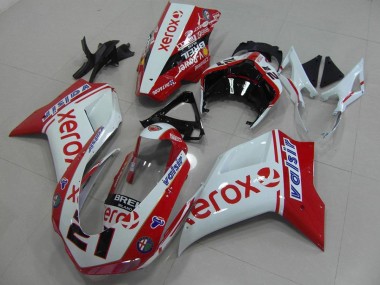 2007-2014 White Red Xerox Ducati 848 1098 1198 Bike Fairing UK