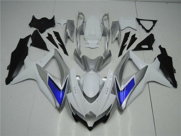 2008-2010 White Silver Blue Suzuki GSXR 600/750 Motorcycle Fairings Kit UK