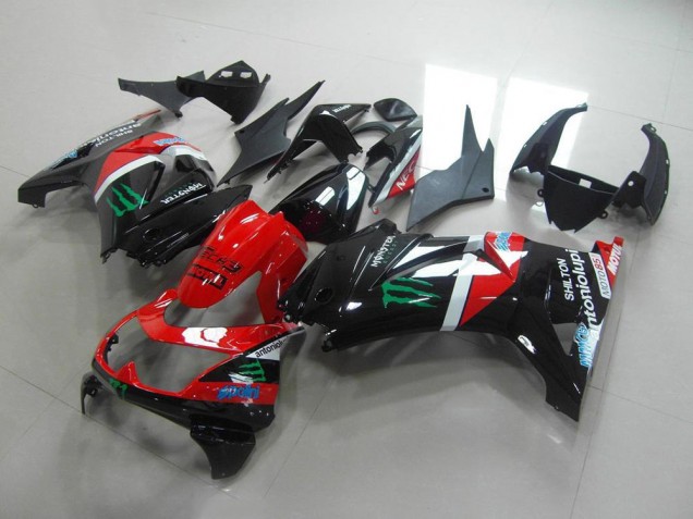 2008-2012 Red and Black Monster Kawasaki ZX250R Bike Fairings UK