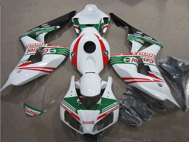 2006-2007 White Green Red Castrol Honda CBR1000RR Motorcycle Fairings Kit UK