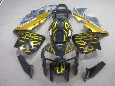 2005-2006 Black Yellow Flame Honda CBR600RR Motorcycle Fairing Kits UK