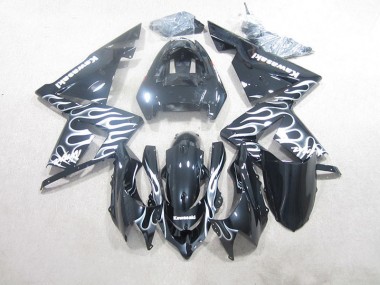 2003-2005 Black White Flame Kawasaki ZX10R Motorcycle Fairings UK