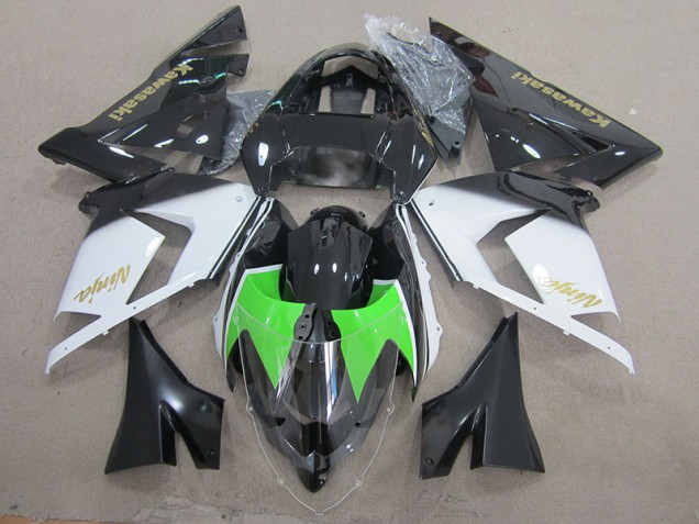 2003-2005 Black White Gold Ninja Kawasaki ZX10R Motorcycle Fairing Kit UK