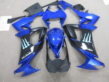 2008-2010 Black Blue Monster Kawasaki ZX10R Bike Fairing UK