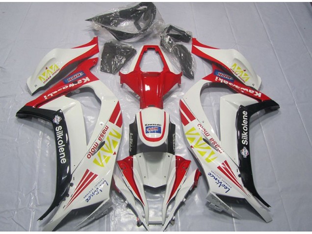 2011-2015 White Red Silkolene Kawasaki ZX10R Motorcycle Fairings Kit UK