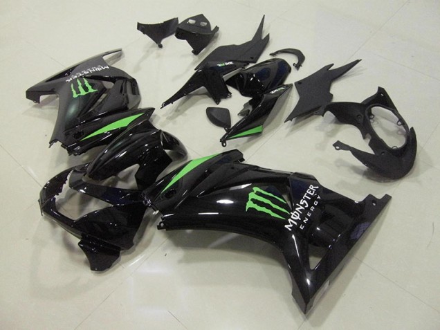 2008-2012 Black Green Monster Energy Kawasaki ZX250R Motorcycle Fairings Kit UK