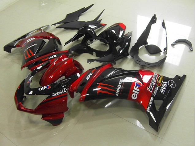 2008-2012 Black Red Monster Kawasaki ZX250R Motorcycle Fairing UK