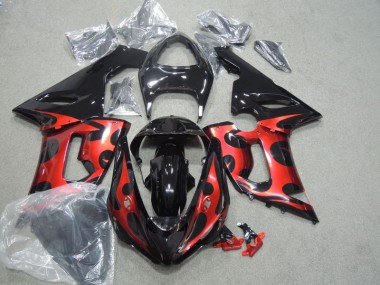 2005-2006 Black Red Kawasaki ZX6R Motorcycle Fairings UK