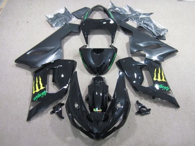 2005-2006 Black Green Ninja Kawasaki ZX6R Motorcycle Fairing Kits UK