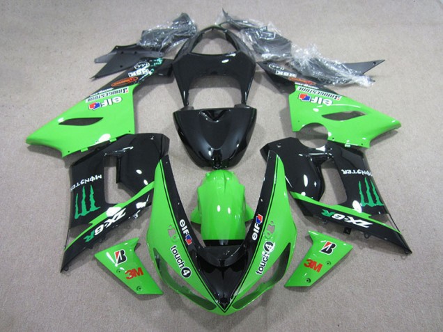 2005-2006 Black Green 3M Touch4 Monster Kawasaki ZX6R Motorbike Fairing UK