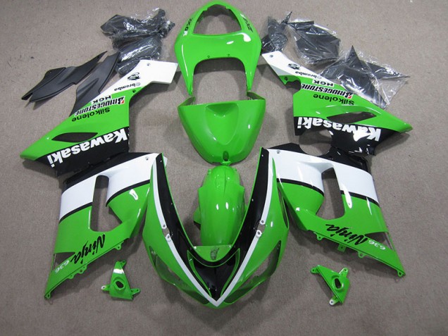 2005-2006 Green White Black Ninja 636 Kawasaki ZX6R Bike Fairings UK