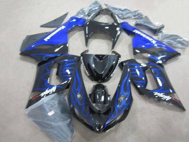 2005-2006 Black Blue Flame Ninja 636 Kawasaki ZX6R Motorcycle Fairings Kits UK