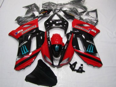 2007-2008 Red Black Monster Kawasaki ZX6R Motorbike Fairing Kits UK