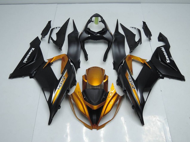 2013-2018 Black Gold Kawasaki ZX6R Motor Bike Fairings UK