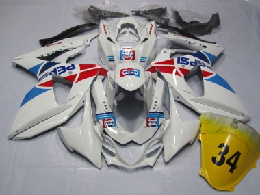 2009-2016 White Pepsi 34 Suzuki GSXR1000 Motorcycle Fairings Kit UK