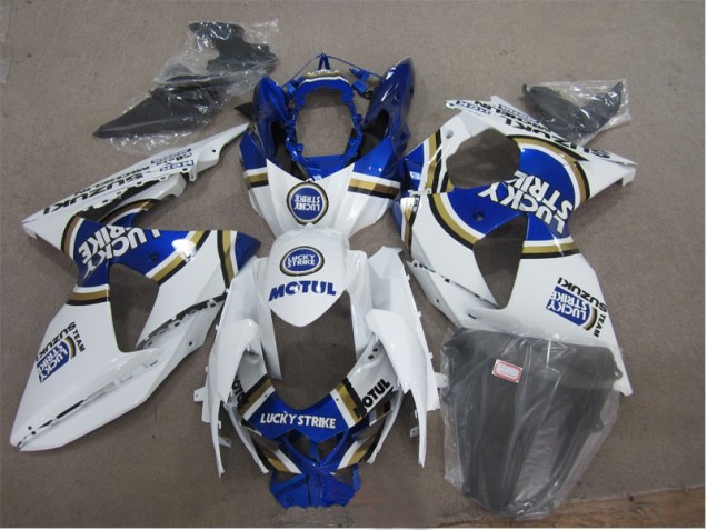 2009-2016 White Lucky Strike Blue Motul Suzuki GSXR1000 Motorcylce Fairings UK