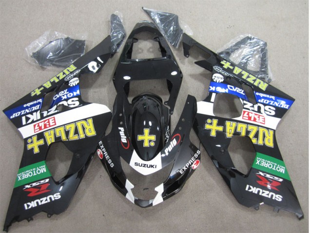 2004-2005 Black Yellow Rizla Suzuki GSXR600 Moto Fairings UK