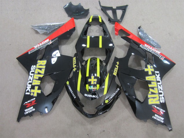 2004-2005 Black Yellow Rizla Suzuki GSXR600 Motorcycle Fairings Kit UK