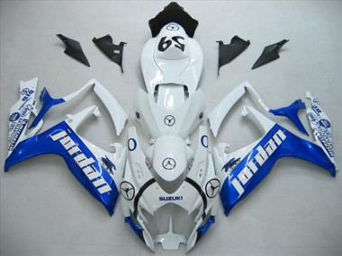 2006-2007 White Blue Jordan Suzuki GSXR600 Motorcycle Fairings Kit UK