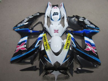 2008-2010 White Dark Dog 07 Suzuki GSXR600 Motorcycle Replacement Fairings UK