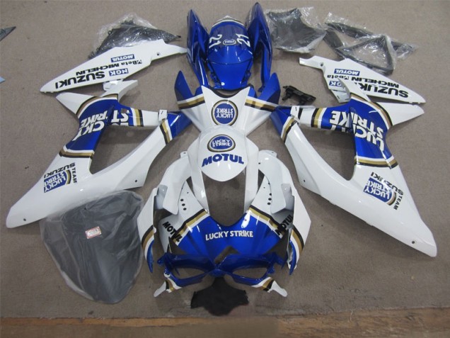 2008-2010 White Lucky Strike Blue Motul Suzuki GSXR600 Motor Fairings UK