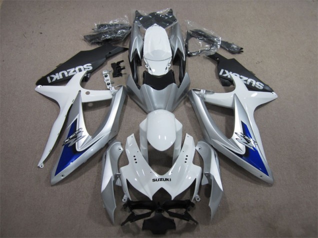 2008-2010 Silver Blue White Suzuki GSXR600 Motorcycle Fairings Kit UK