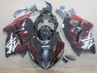 1996-2007 Black Red Flame Suzuki GSXR1300 Hayabusa Motorcylce Fairings UK