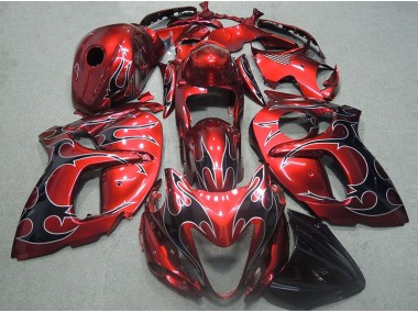 1996-2007 Red with Black Flame Suzuki GSXR1300 Hayabusa Motorcycle Fairings Kits UK